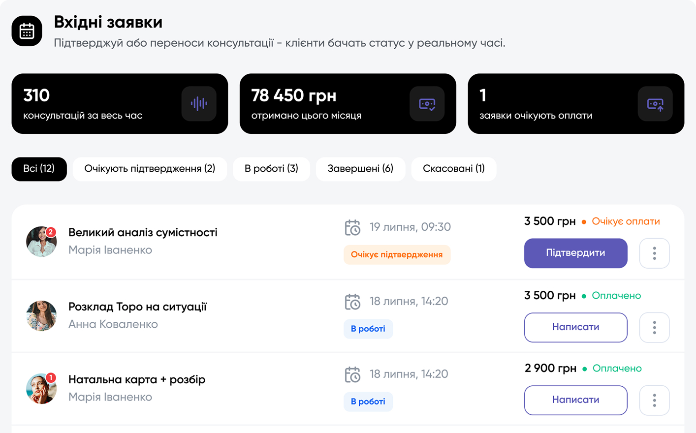 Головна сторінка Oraqoo для клієнтів — пошук тарологів, астрологів та езотериків